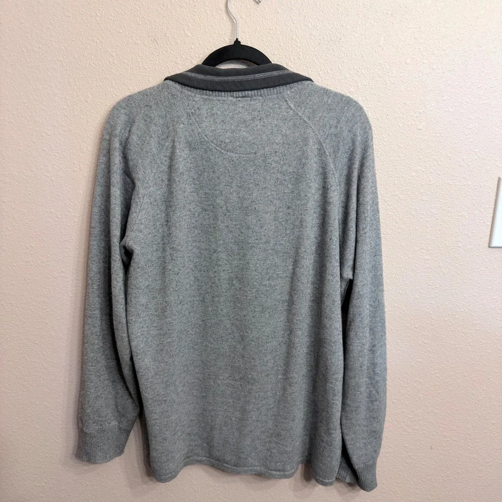 The North Face Mt. Tam 1/4 Zip Sweater Mens Gray Cotton Wool Blend Sweater Large